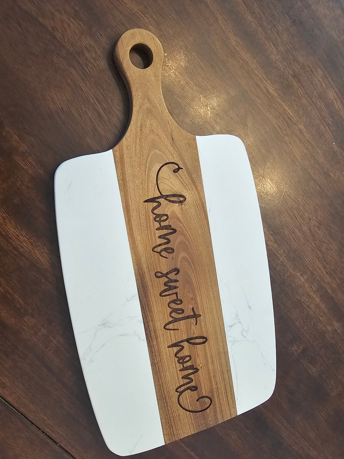 Custom Engraved Marble & Wood Cheese Board – Personalized Charcuterie Gift