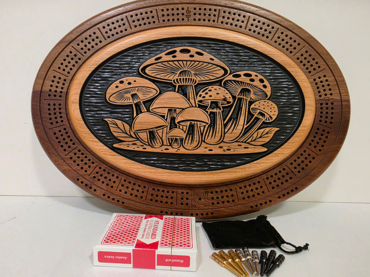 Mushroom Patch Crib Board black