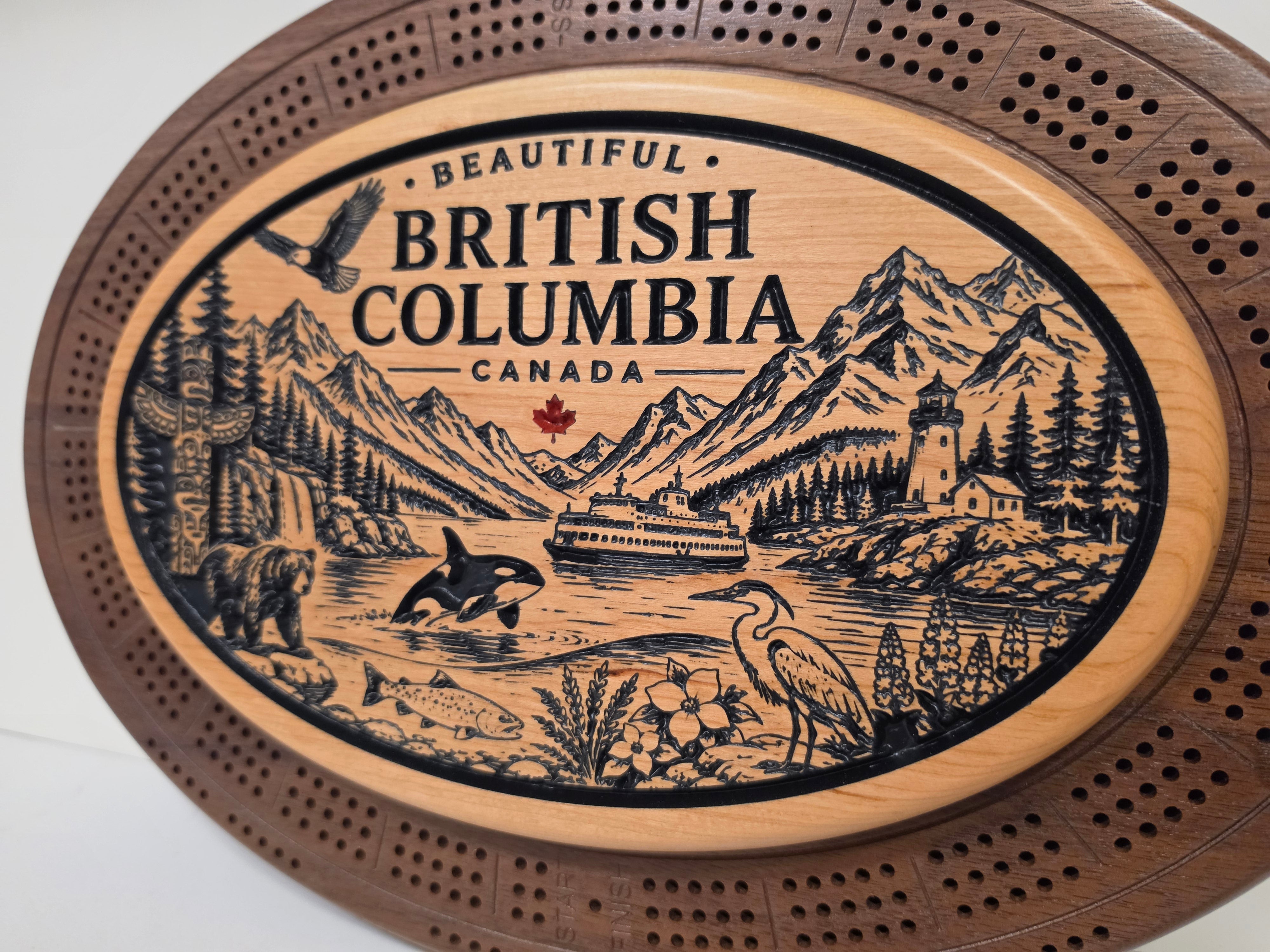 Beautiful British Columbia Scenic Cribbage Board