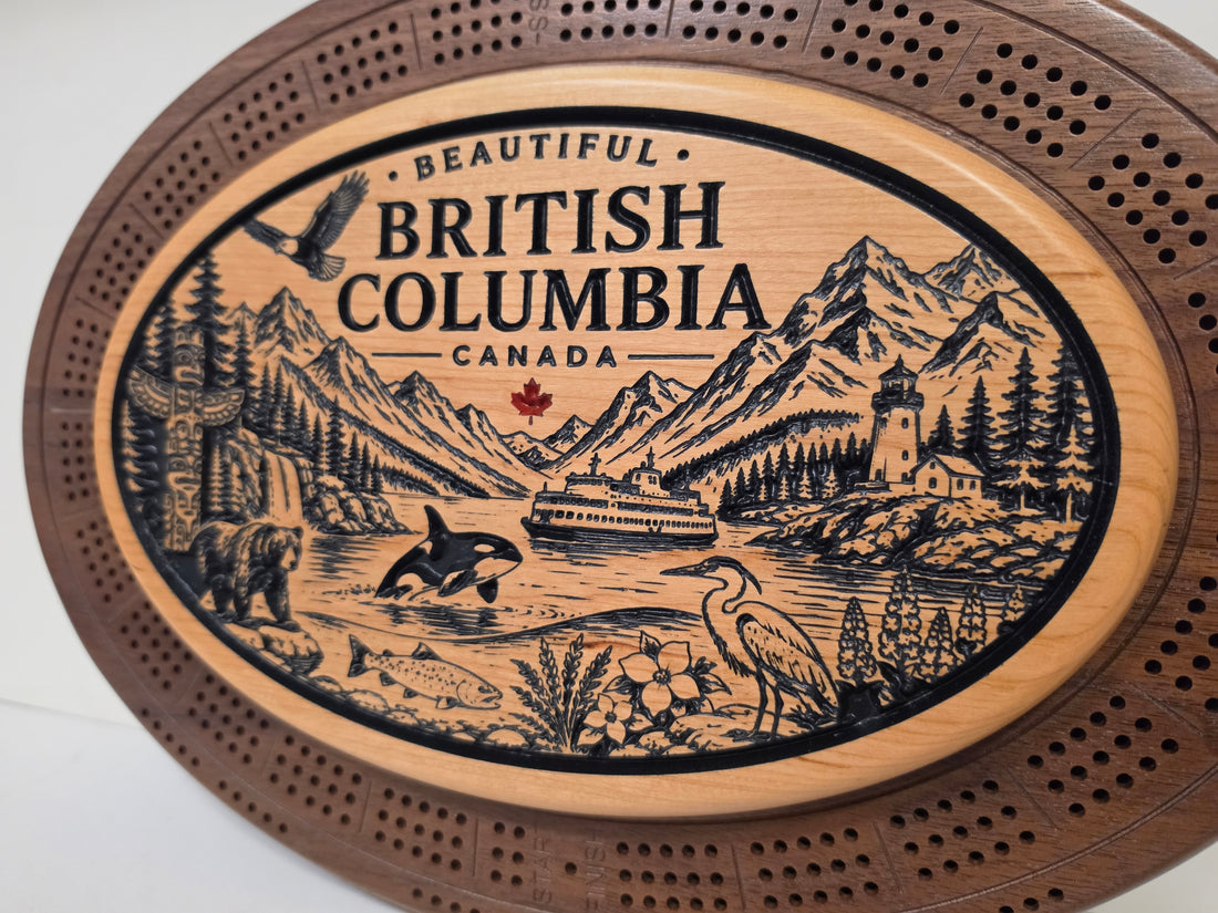 Beautiful British Columbia Scenic Cribbage Board