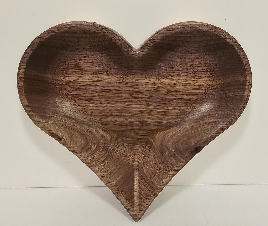 Walnut Heart Tray, Wood Grain Catch-All, Jewelry Organizer