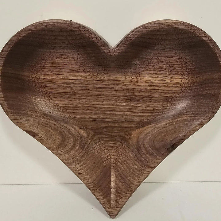 Walnut Heart Tray, Wood Grain Catch-All, Jewelry Organizer
