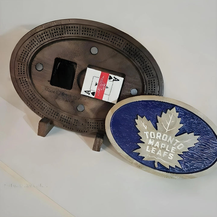Toronto Maple Leafs Cribbage board with stand
