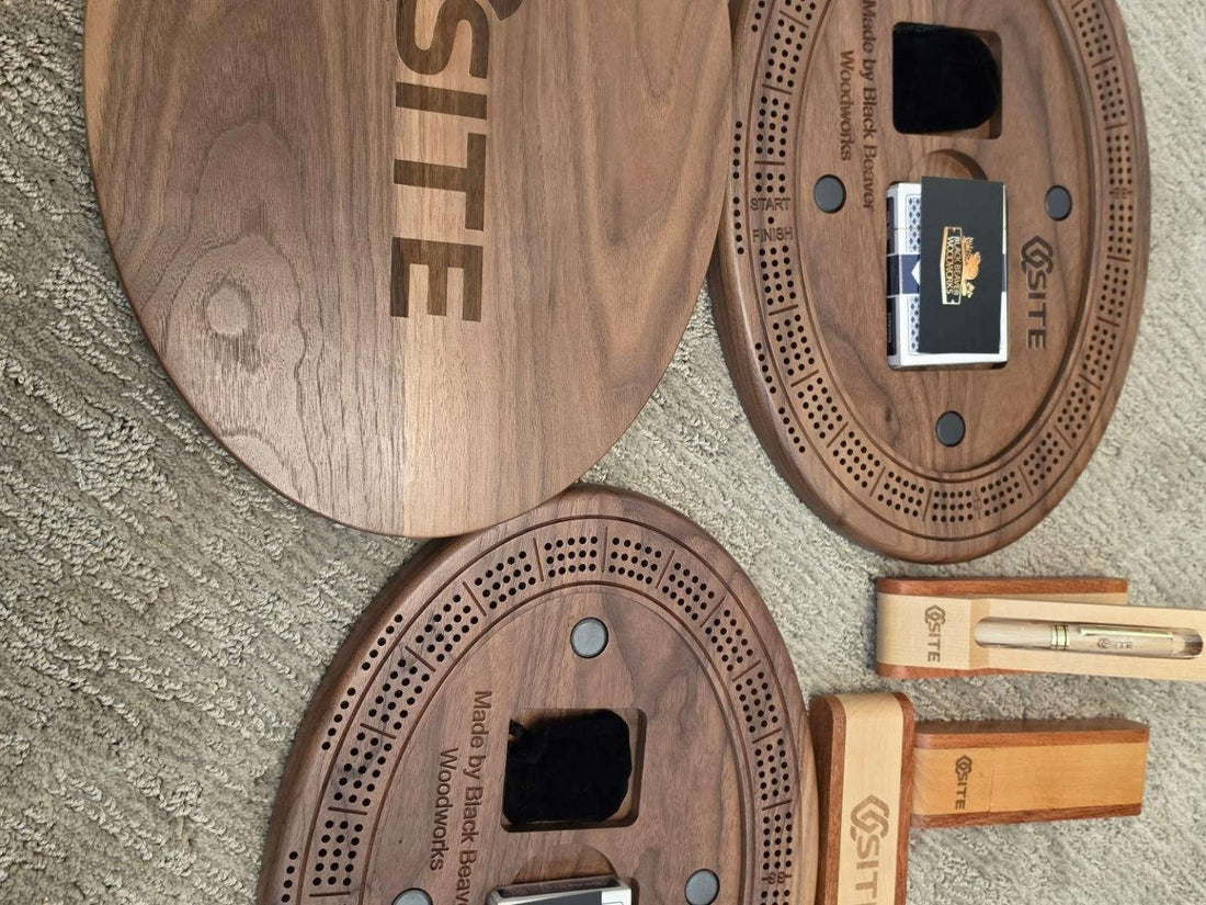 Custom Cribbage Board — Personalized with Your Logo, Text, or Design Black Beaver Woodworks
